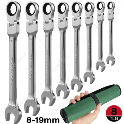 Flexibles Gelenk MAUL RING-RATSCHENSCHLÜSSEL SET 8-19 mm GELENKRATSCHE SCHLÜSSEL