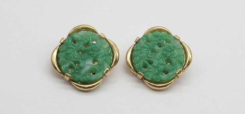 Joseph Mazer Jomaz Jade und goldfarbene Ohrringe Apaa