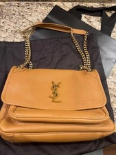 yves saint laurent brown cross body leather purse authentic 