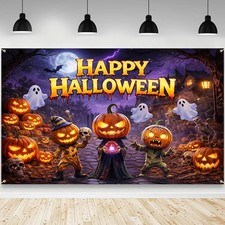 Purple Halloween Party Photo Backdrop Banner Decorations 6x3.6ft