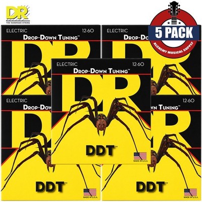 5-PACK DR DDT-12 Drop-Down Tuning Nickel Plated Electric Guitar Strings 12-60
