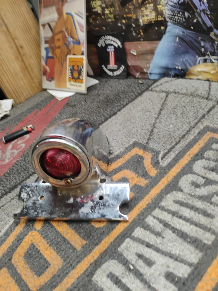 Luz trasera Sparto Chopper disco duro vintage - cromada - arley Davidson Ul Foto 2 de 4