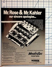 Washburn WonderBar Tremolo System Vintage 80s Guitar Magazine Ad Ephemera