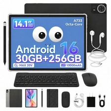 Android 16 Tablet 14 inch FHD 1920 1280 IPS Touchscreen 256GB 10000mAh Octa-Core