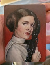 Princess Leia Painting by Jennifer Strickland on Wooden Panel, Sketch Card Size