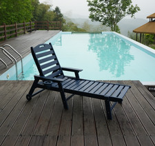 HDPE Outdoor Chaise Lounge Chair Adjustable Poolside Patio Sun Lounger