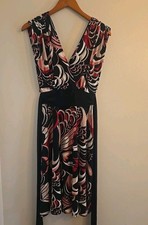 Colorful Retro V-Neck Knee Length Dress, Size Medium