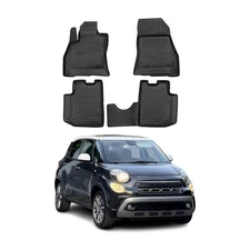 OMAC Floor Mats Liner for Fiat 500L 2014-2020 Black TPE All-Weather 4 Pcs