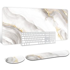 Auhoahsil Large Mouse Pad with Wrist Rests for Keyboard Mouse, Thick Soft E...