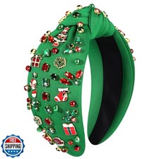 YAHPERN Christmas Headband for Women Xmas Tree Snowflake Knotted