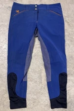 Piper By Smartpak Equestrian Riding Breeches Pants Women's 32r Blue Full Seat