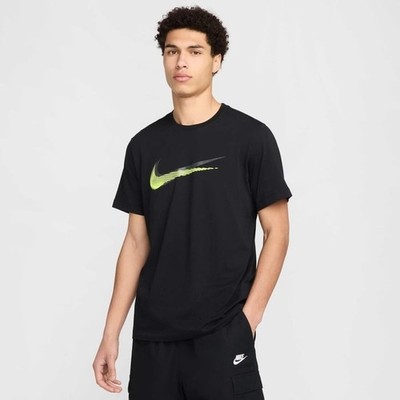 Nike T-Shirt Herren schwarz Sportswear Swoosh Print Baumwolle Everyday Wear Classic Tee
