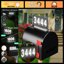 Reflective Metal Mailbox Address Plaque - Double-Sided Illuminated House Number