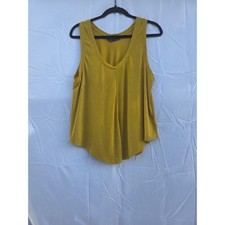 Prana Mustard Yellow Ribbed V-Neck Tank Top Women Medium Recycled Blend Casual