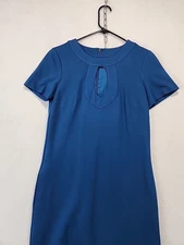 Trina Turk Women’s Size 4 Keyhole Sheath Mini Dress In Clover Ponte Blue Lined