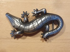 Seltene  G&uuml;rtelschnalle Buckle Silber Schnalle Krokodil Echse G&uuml;rtel Accessoires