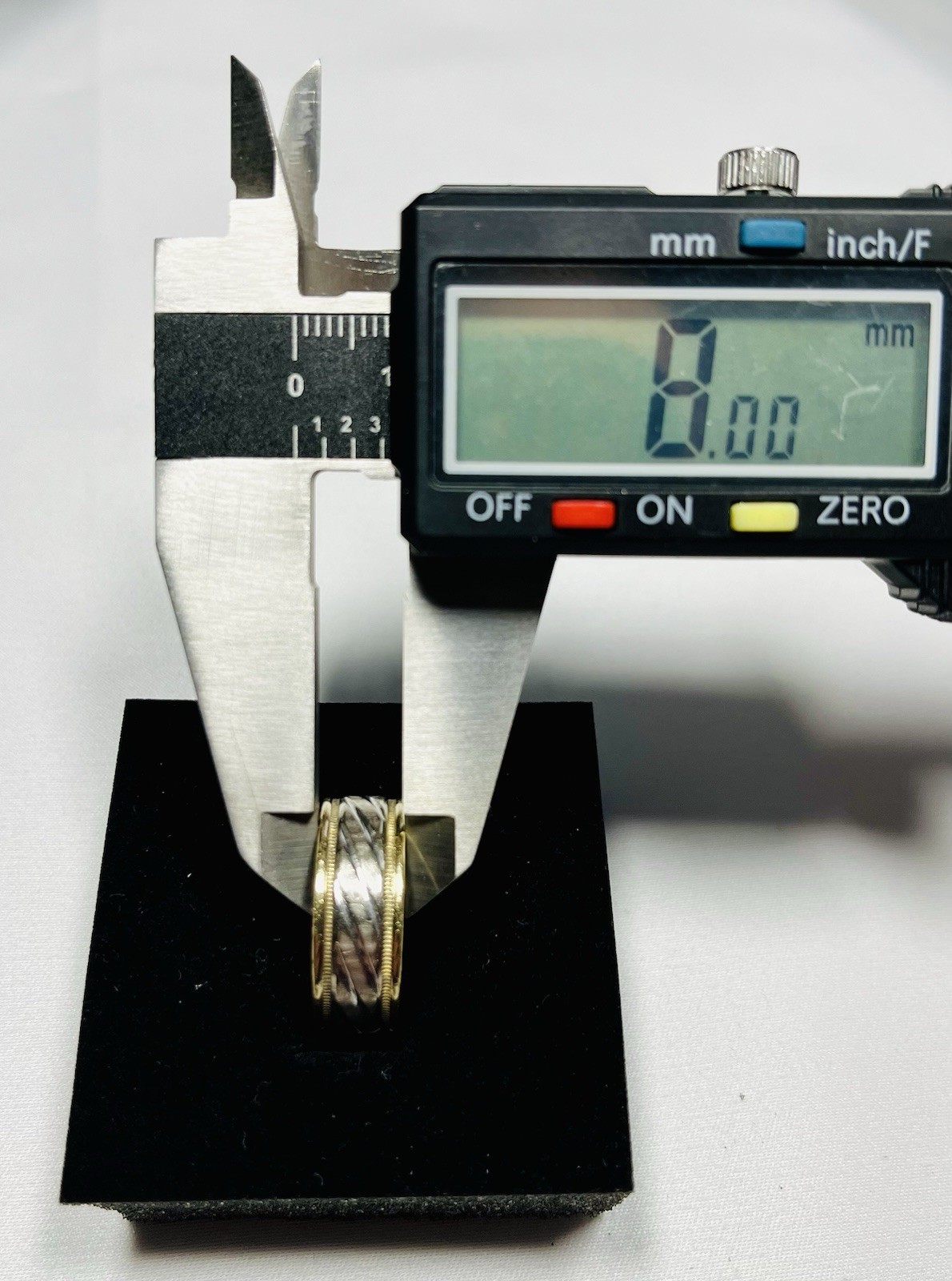 Gold Ring Solid 10K Two Tone Textured Wedding Ban… - image 6