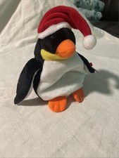 Ty Beanie Baby Zero the Penguin DOB January 2, 1998 MWMT, Santa Hat