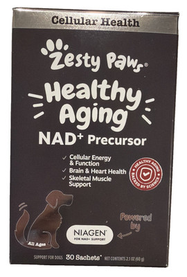 Zesty Paws Healthy Aging Dog NAD+ Precursor Support - 30 Sachets, Exp 3/26