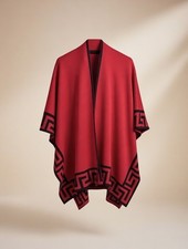 Reversible Ruana Luxurious 100 Alpaca Wrap Classic Sleeveless Cape Shawl Variou