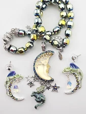 Kirks Folly Goddess Moon Shadow Dragon Enhancer Earrings Sparkle Necklace ST #34