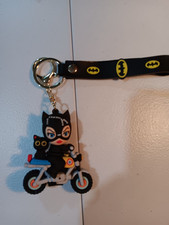 Cat Woman on Motorcycle Pendant Rubber Key Chain New