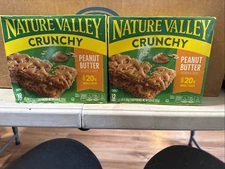 Nature Valley 2 Boxes Crunchy Peanut Butter Granola Bars  Exp 7/26