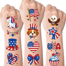 JCFIRE 4th of July Temporary Tattoos for Kids Adults, Medium, Fourth