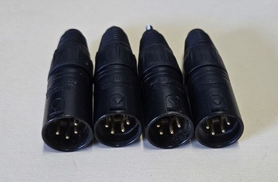 Lot of 4 NEUTRIK Gold NC4MX-B 4-Pin XLR Male Cable Connector Plug