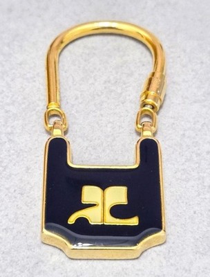 Courreges Creage Black x Gold Logo Keychain 43687