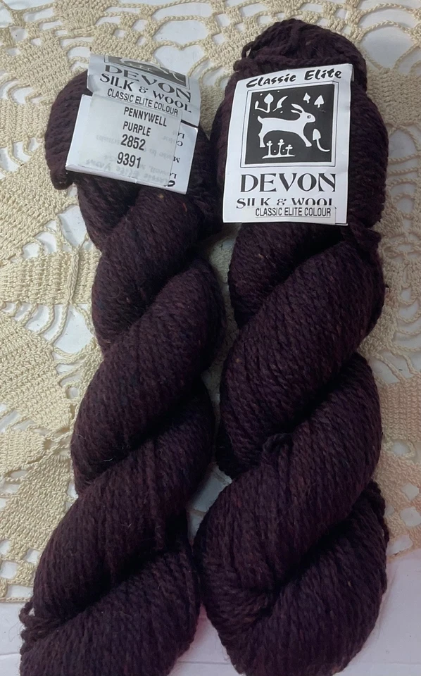 Classic Elite Devon Wool/Silk Yarn Lot of 2 Pennywell Purple 2852 New Vintage - Image 3 of 4