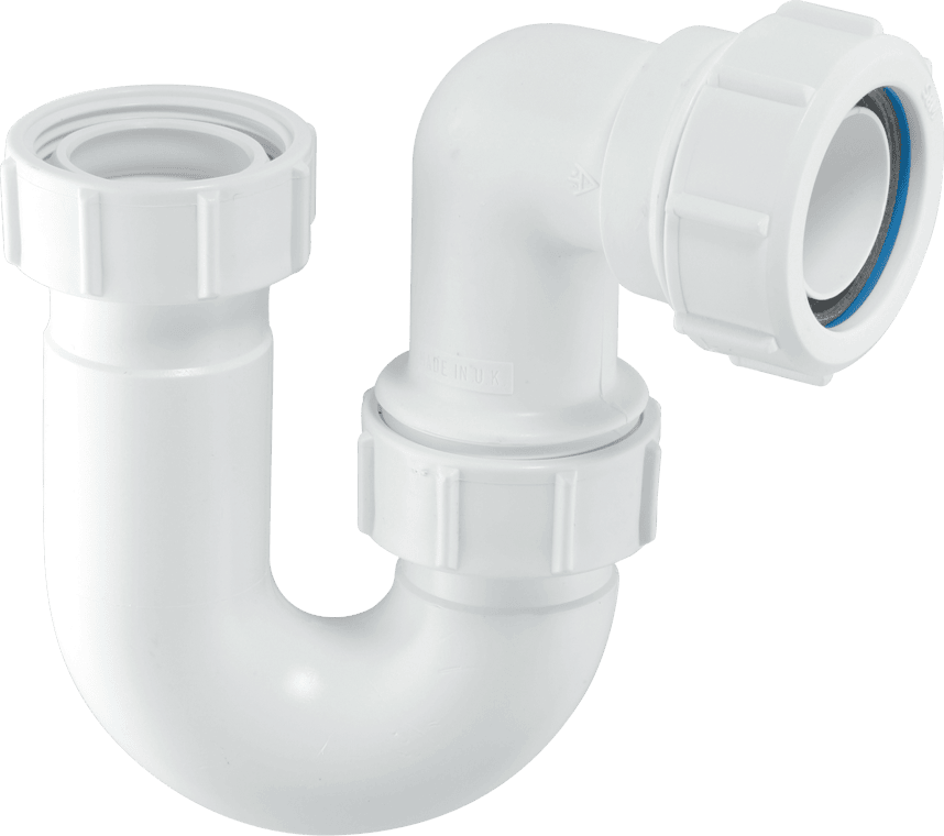 McAlpine BT3 75mm Tubular Low Inlet Swivel P Trap with 1.25"" Multi Outlet White
