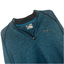 Under Armour Threadborne HeatGear Mens M Quarter Zip Pullover Blue Teal Fitted
