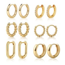 Small Gold Huggie Hoop Earrings Set for Women  Dainty 14K Gold/Silver Plated Twis