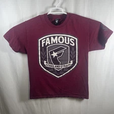 Famous Stars And Straps T-shirt Men’s Large Burgandy Streetwear Logo Casual Y2K 