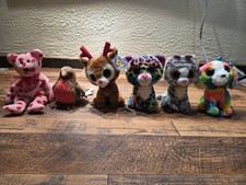 Ty Plush Bundle of 6 Beanie Babies/Beanie Boos Mixed Lot Bear Robin Rainbow Dog