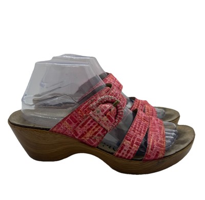 Abeo BioSystem Dorin Women's 9 N Red Wedge Slide Sandals Textured Leather Clogs
