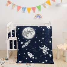 Crib Bedding Set, 3-Piece Nursery Bedding with Comforter, Sheet  Skirt - Roc...