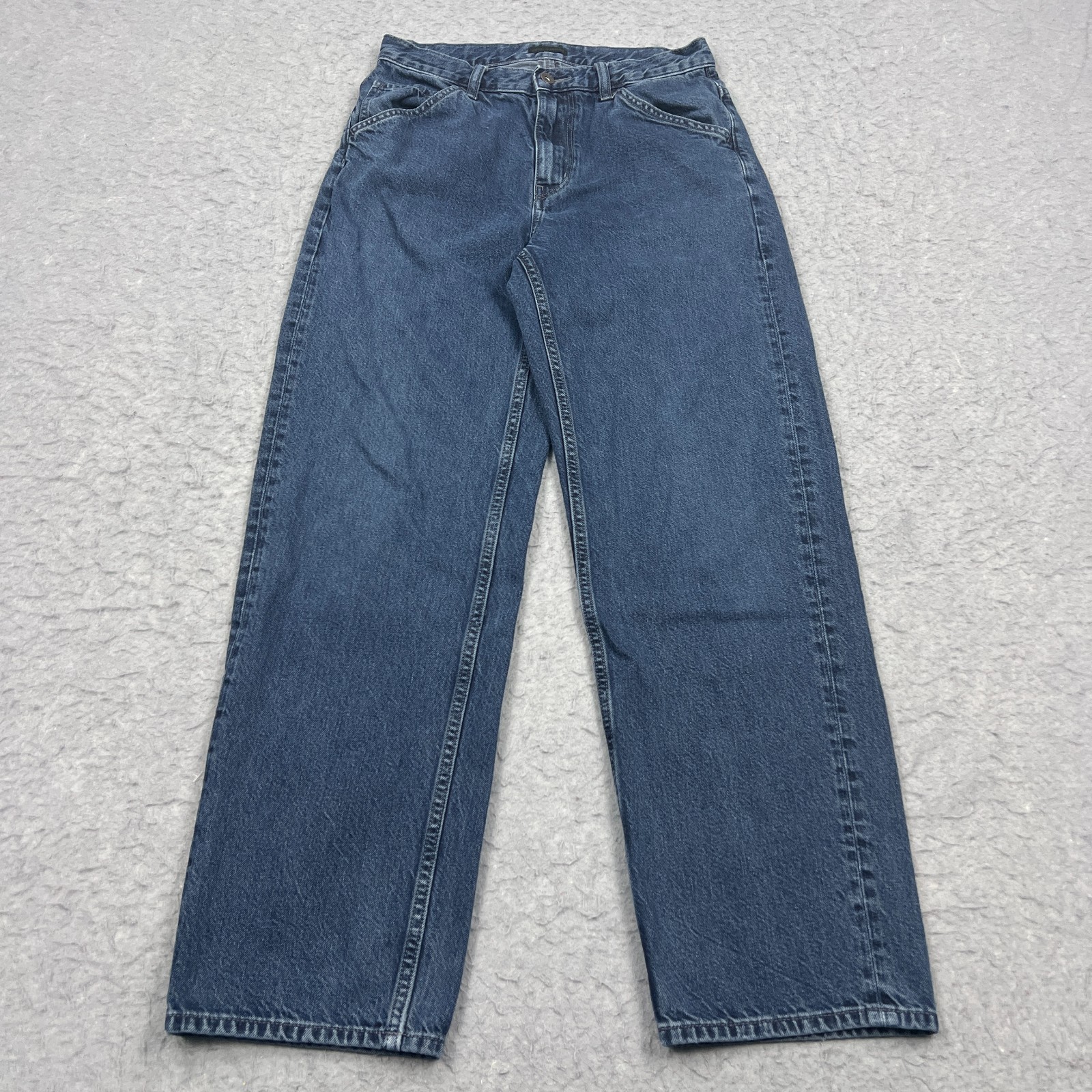 Uniqlo Jeans Men's 29x29 Blue Wide Relaxed Fit High Rise Denim Cotton Dark Wash