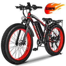 1500W 26" Fat Tire Electric Bikes for Adults 34MPH 60Miles Mountain Fast E-bike