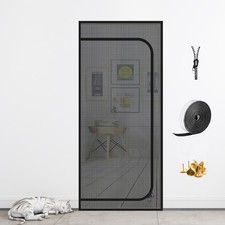 Pet Screen Door Zipper Closure Cat Resistant Mesh Fits Doors Up To 32x80 Inch