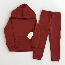 Wonder Nation Hoodie Jogger Pants 2Pc Outfit Set Merlot Red Toddler Boy 5T NEW