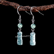 Orecchini nodo bambù giada naturale si alzano costantemente S925 argento giada orecchini