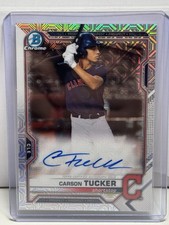 Carson Tucker 2021 Bowman Chrome Prospect Autograph RC Auto Mojo Mega Cleveland