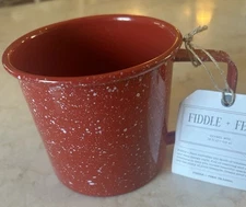 Fiddle + Fern Enamel Metal Mug Red & White Speckled Outdoor Camping Picnic 4”H D