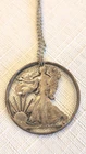 WALKING LIBERTY US HALF-DOLLAR LASER CUTOUT PENDANT NECKLACE WITH CHAIN