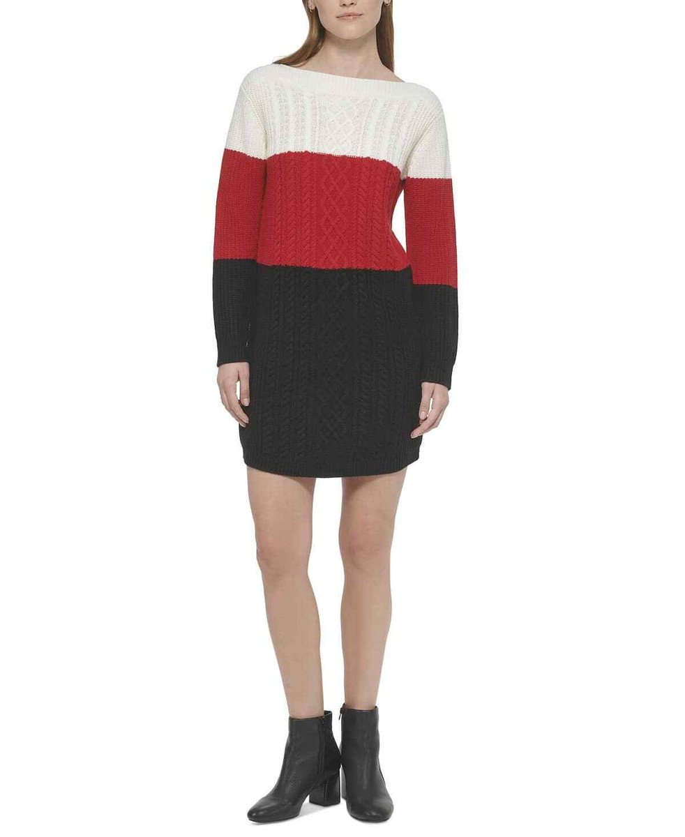 tommy hilfiger sweater dress Women's Sportswear Dress, Black, XL at Amazon Women's Clothing store soft chenille fabric that resists pilling and daily wear Tommy Hilfiger Colourblock Slim Fit