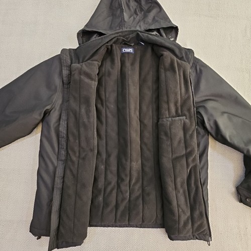 Chaps Heavy Coat Men's XL Navy Full Zip Stow-Away Hoodie Fleece Lined Drawstring - Picture 15 of 19