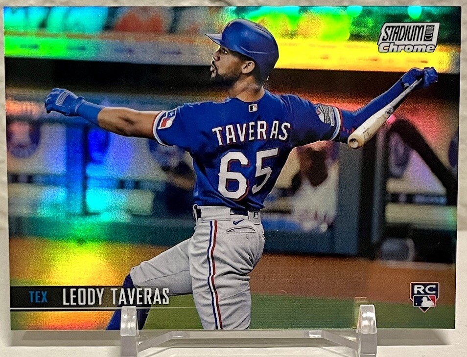 2021 Topps Stadium Club Leody Taveras 290 Chrome Pearl White Refractor RC /30