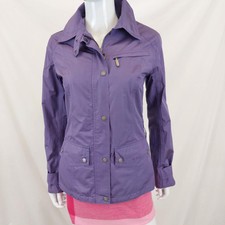 Barbour Purple Rain Coat Light Weight Size 10 Silk Sheen Alex Jacket - No Belt